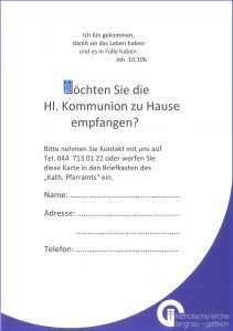Kommunion zu Hause